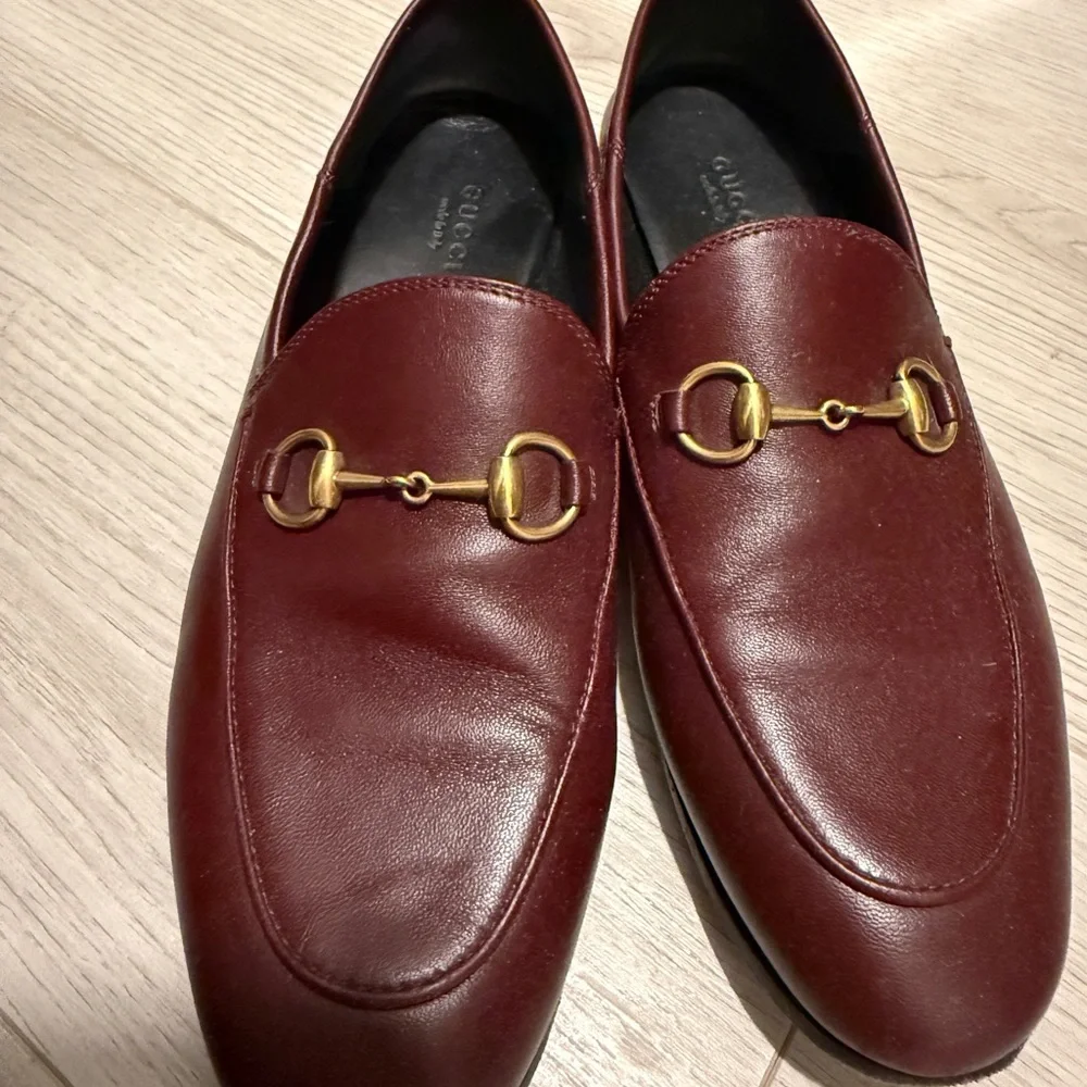 Gucci Wine Red Leather Horsebit Loafers - Picture 3 of 8